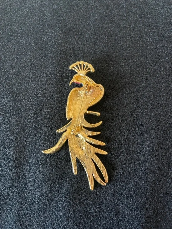 Vintage Gold-Tone Multicolor Bird of Paradise Brooch - Fashion Pin - Picture 2 of 3